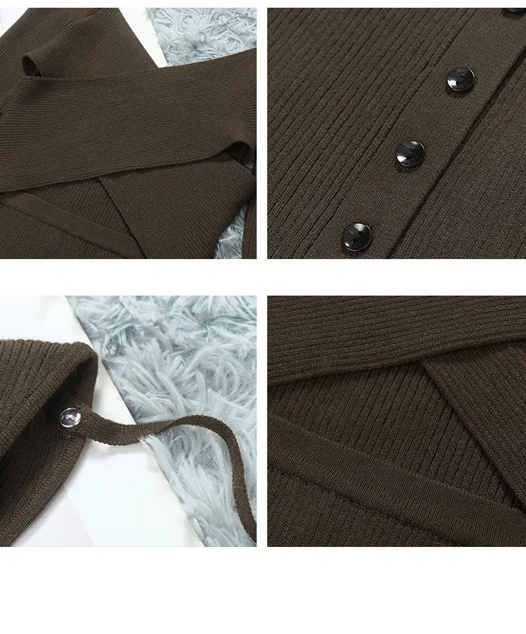 Fashionable Knit Dress Over The Knee Length Age-reducing Temperament Was Thin