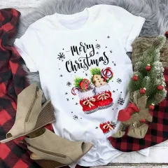 Christmas T-shirt Women's Summer Plus Size With Short Sleeves - C3 - View 1