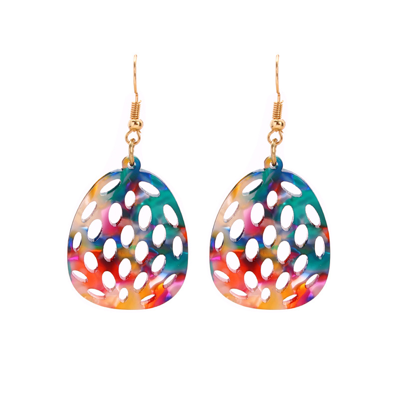 Women's Fashion Popular Rainbow Pineapple Type Acrylic Plate Earrings