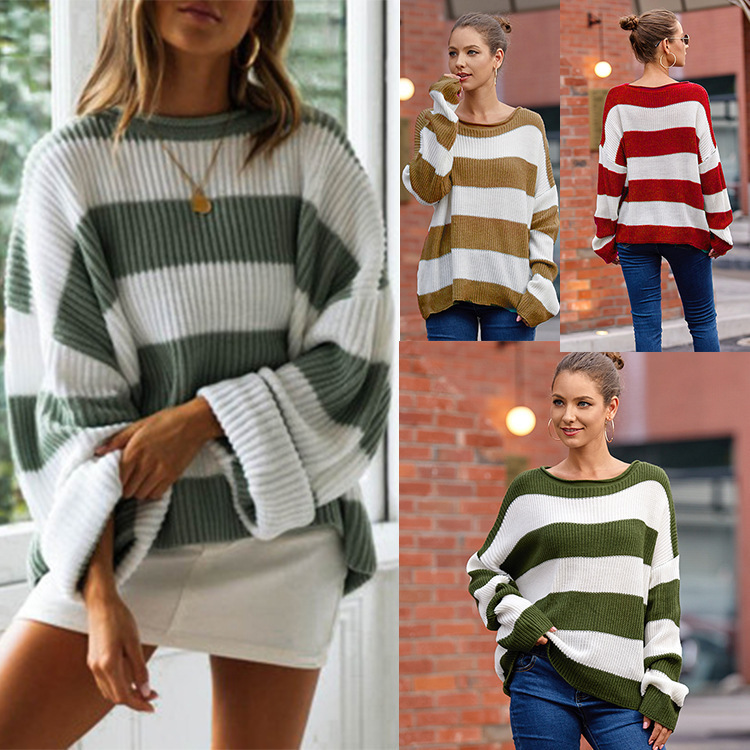 Title 5, Crew Neck Striped Color-block Sweater