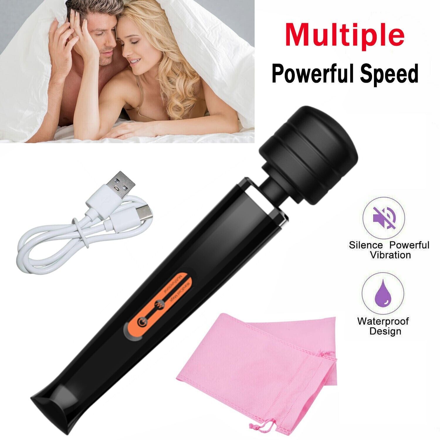 Body Wand Vibrating Massager USB Rechargeable 10 Modes Speed Pleasure Stick — image 9