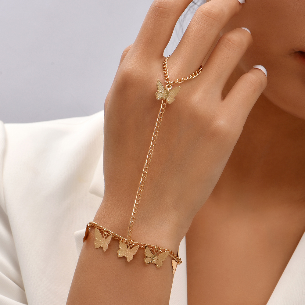 Handmade Sequin Chain Ring Link Bracelet