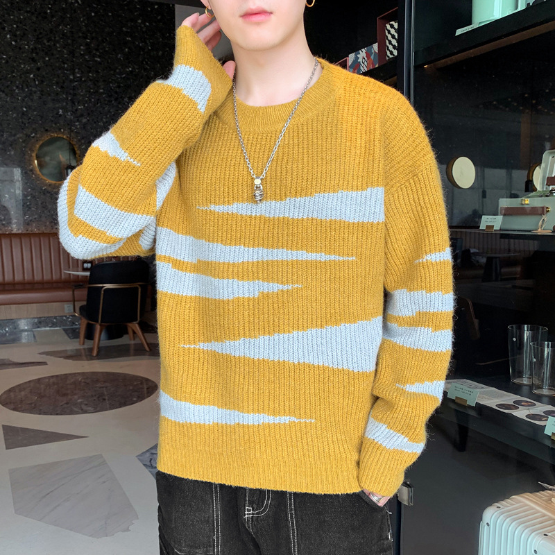 Trendy Loose Knitwear Hong Kong Style Round Neck Casual Couple Top Clothes