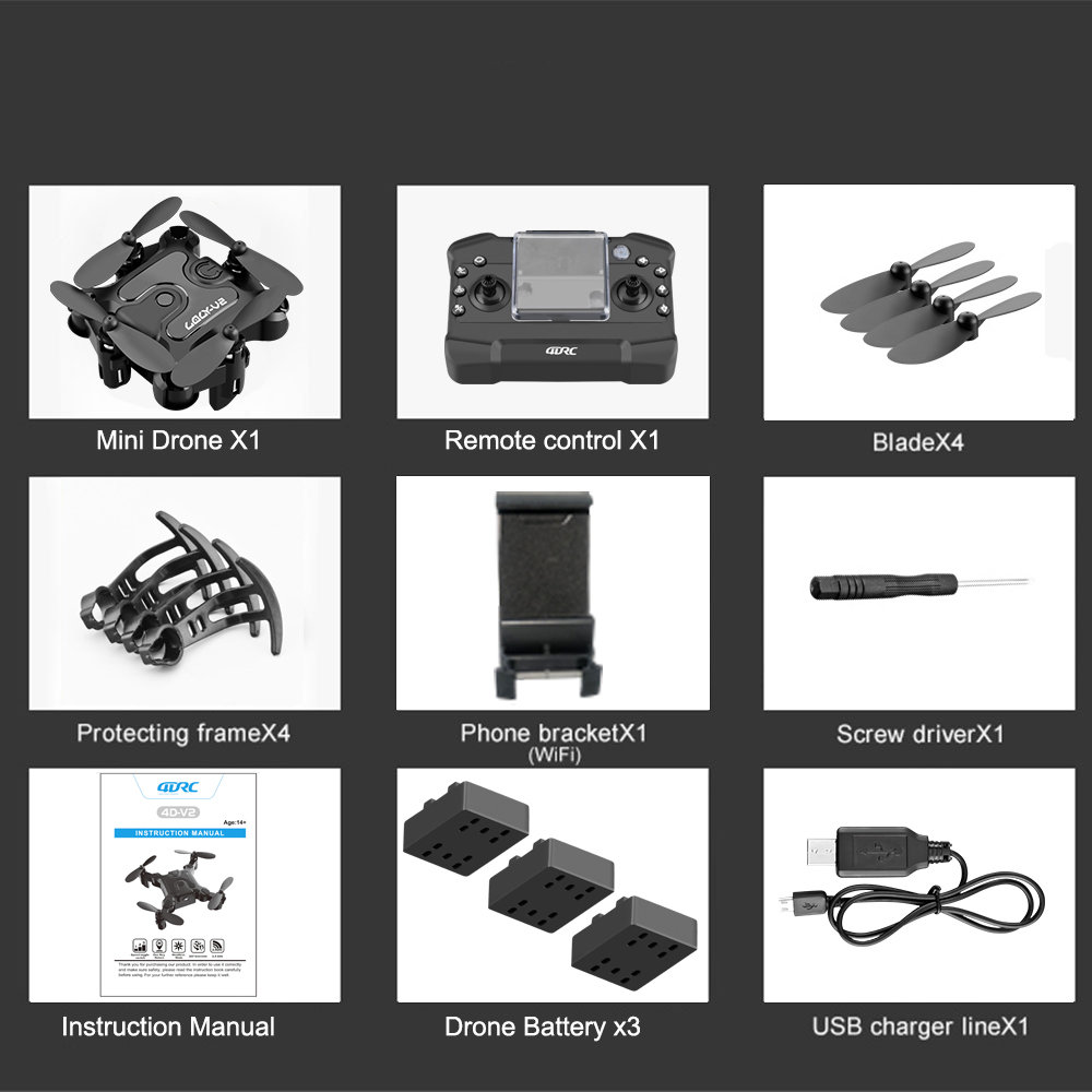 DE  V2 Mini Drone Selfie WIFI FPV With HD Camera Foldable Arm RC Quadcopter Toy — foto 11