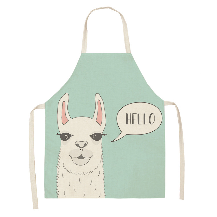 Title 17, Alpaca Cartoon Cotton Linen Apron Sleeveless An...