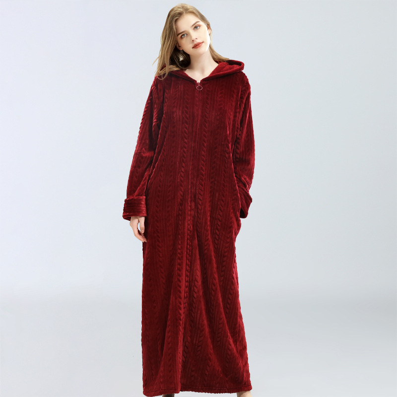 Title 2, Flannel extended thermal night gown with hood