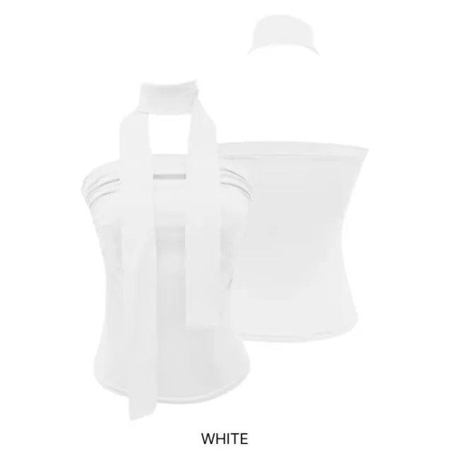 Women's Fashion Long Streamer Tight Strapless Top White - Shop at LoveMi