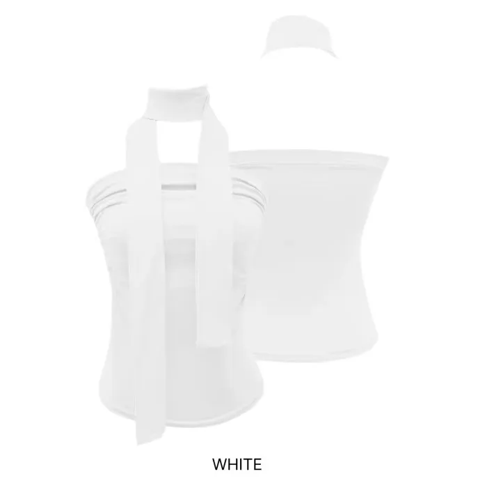Women's Fashion Long Streamer Tight Strapless Top - White