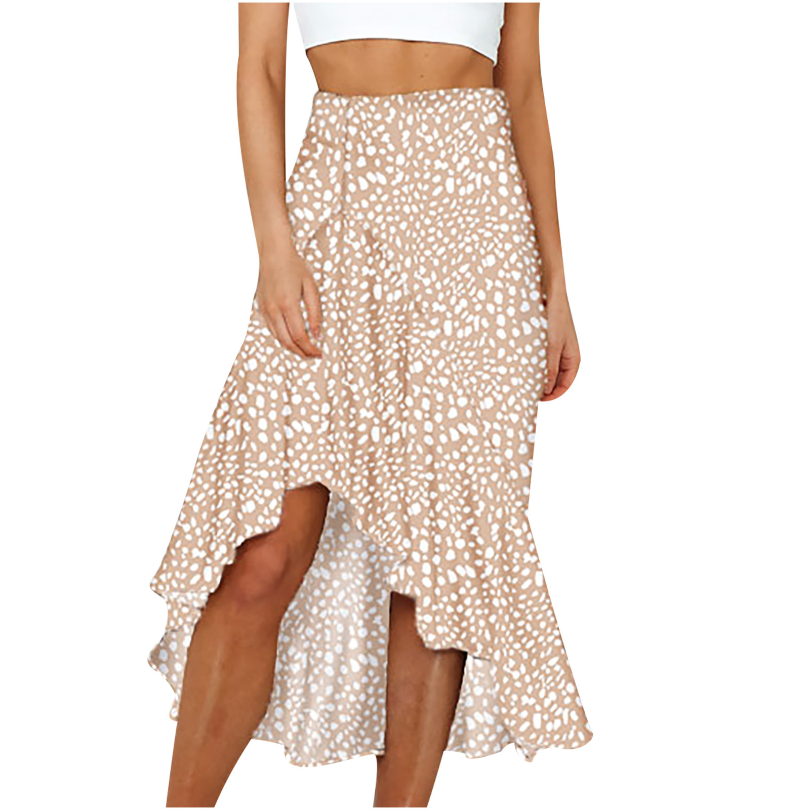 Casual Half  Loose Slit A-line 4 Color Leopard Print Floral Skirt