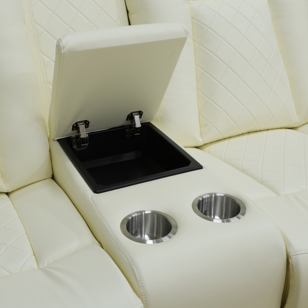 Pickup Only--White Breathing Leather 3-Piece Living Room Recliner Sofa Set