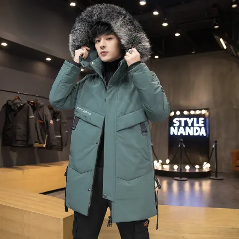 Down Jacket Long Thickened Warm Coat for Men