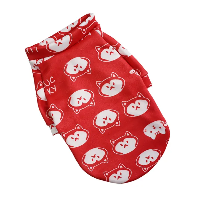 Pet Supplies Dog Fashion Thin Fleece Floral Sweater Red Lucky Dog - Shop at LoveMi