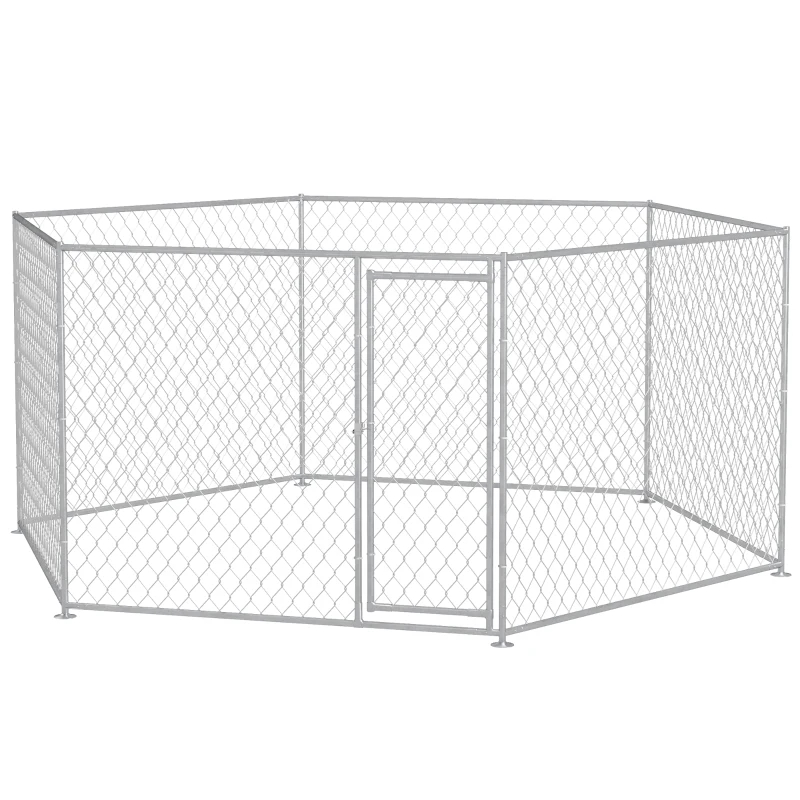 Dog Kennel Outdoor For Medium And Large-Sized Dogs With Lockable Door, Silver