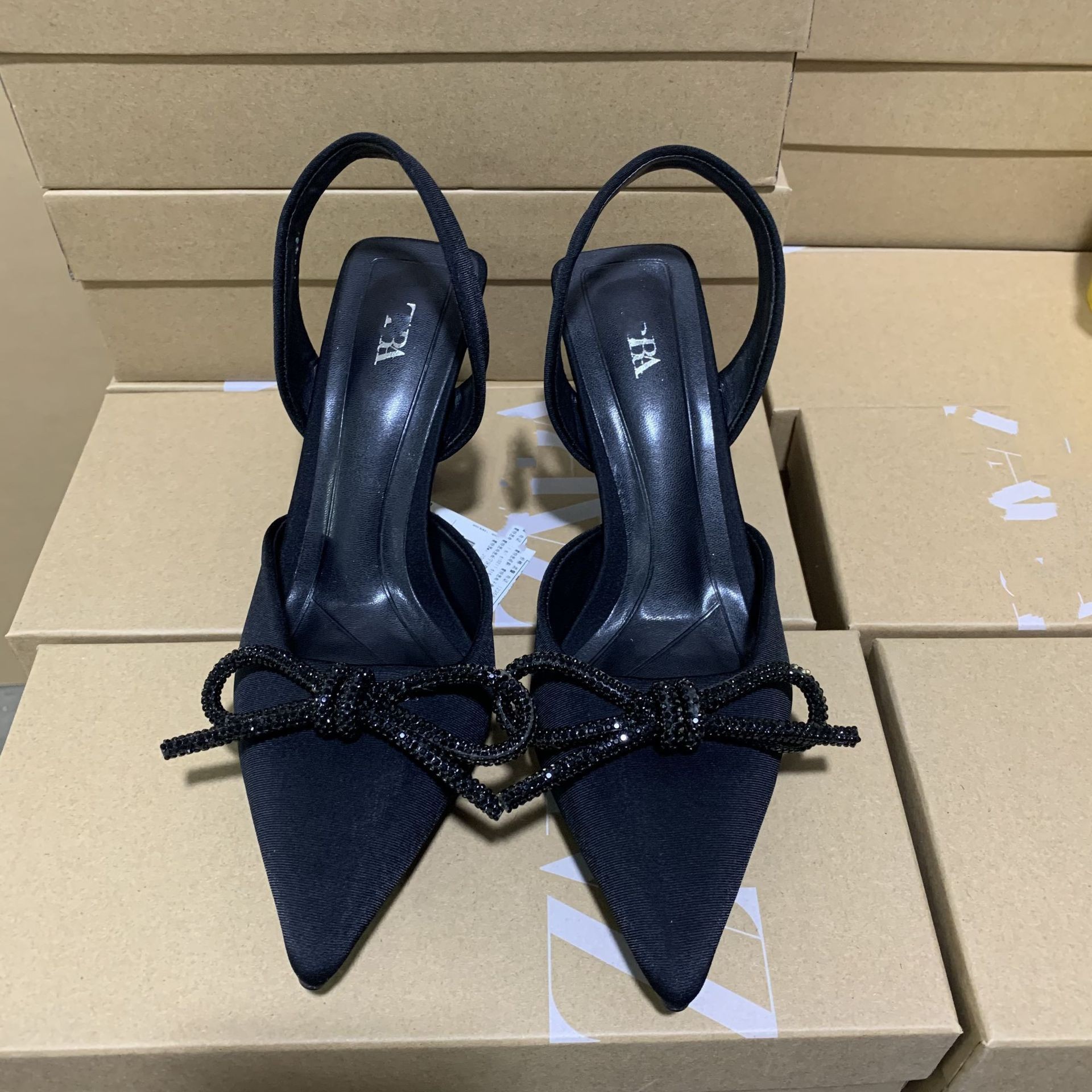 Women's High Heel Pointed Toe Bow Sandals Black - Shop at LoveMi