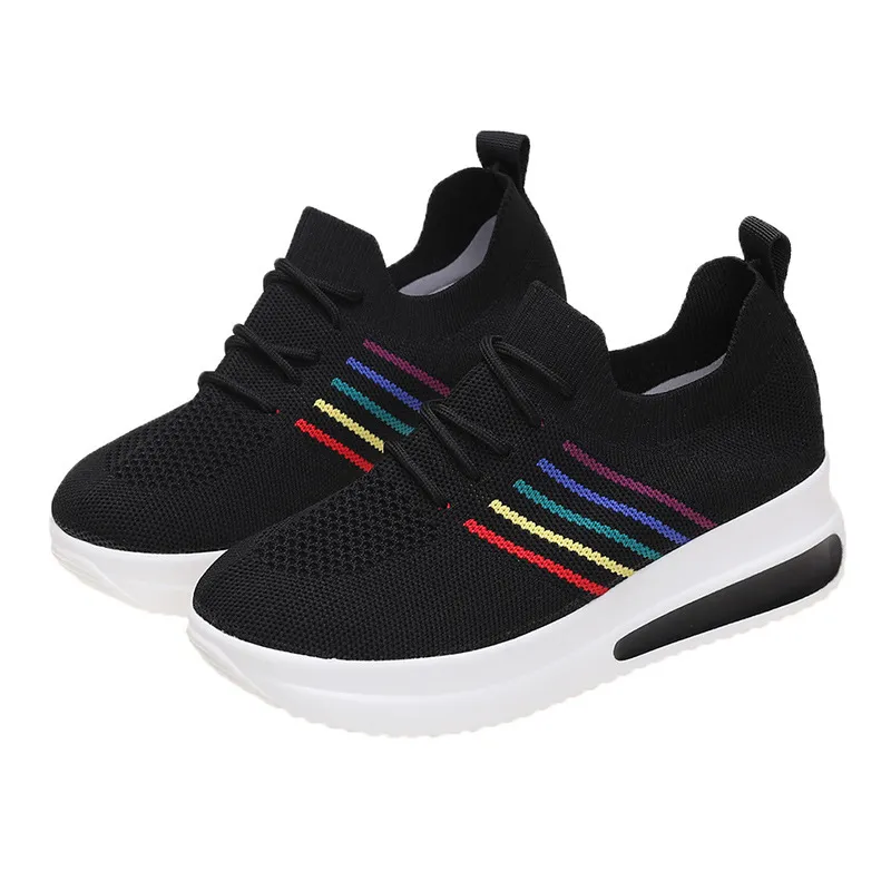 Air-cushioned Fly-knit Sneakers - Black