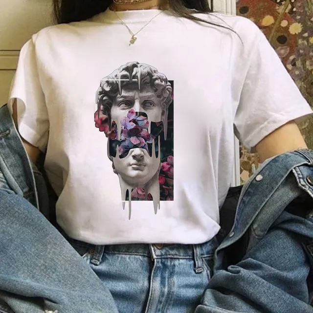 Printed Ladies Short-sleeved T-shirt Top Trend - White