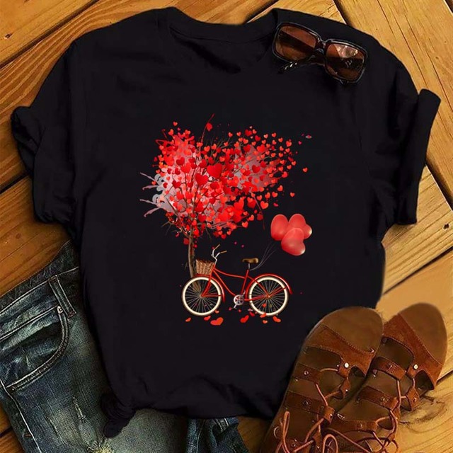 Title 8, Summer New Fashion Red Love Bicycle Printing La...