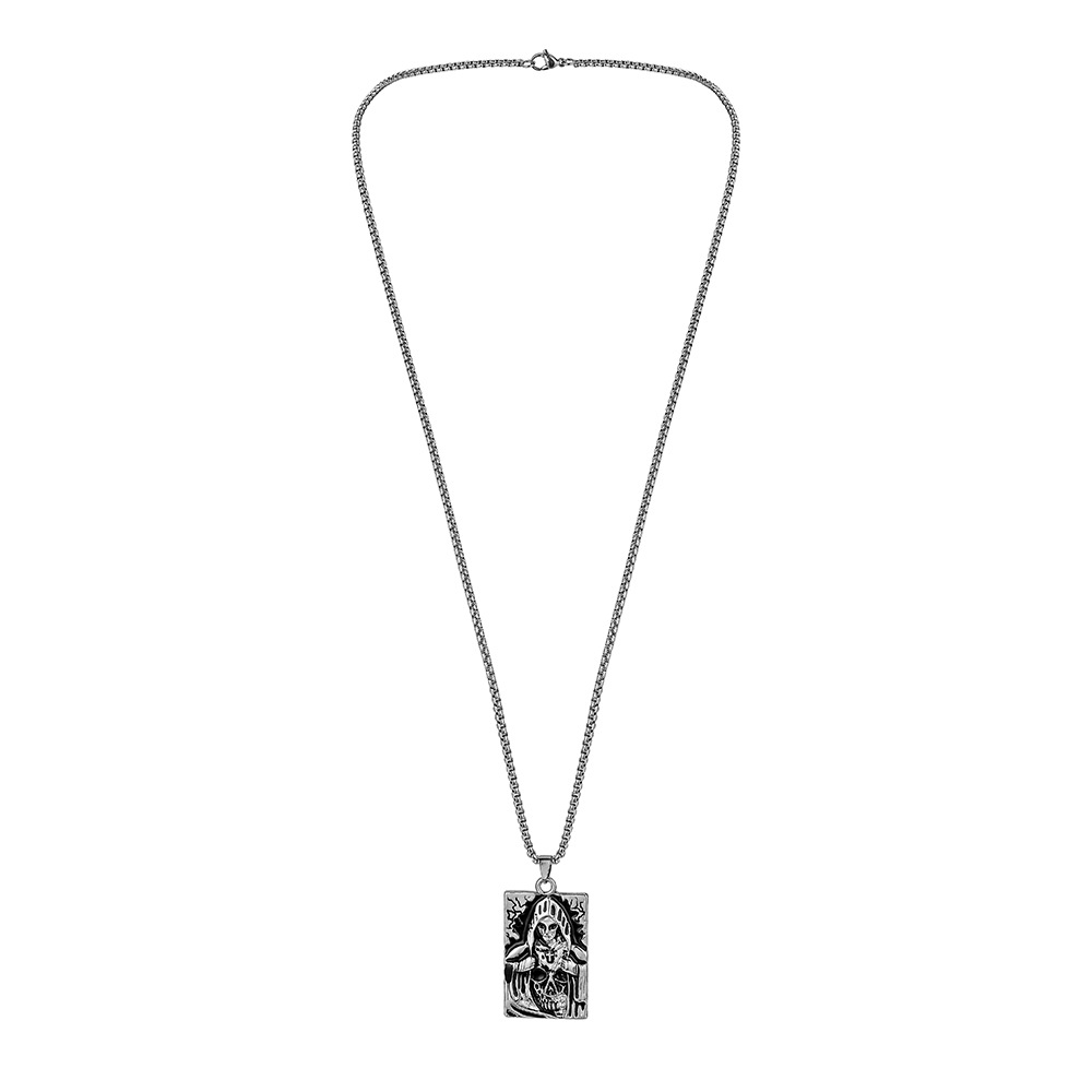 Hip Hop Stainless Steel Square Brand Skull Wizard Necklace Fashion Cold Wind Men's Necklace