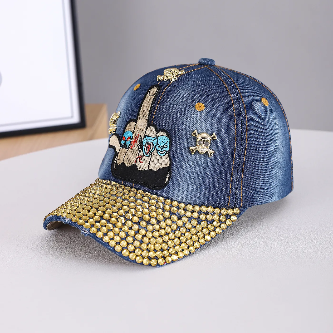 Men's And Women's Matching Metal Skull Embroidered
