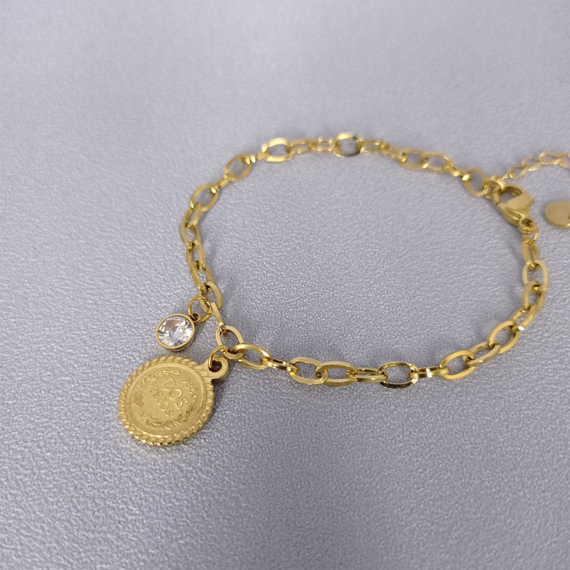 Women's Niche Design Korean Style Simple Bracelet Round Card