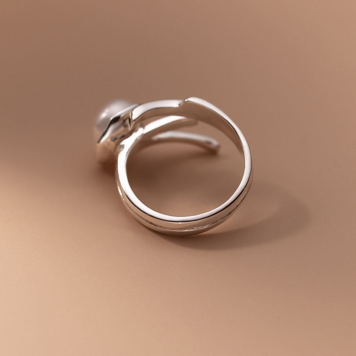 Literary Double Lines Pearl Ring Women