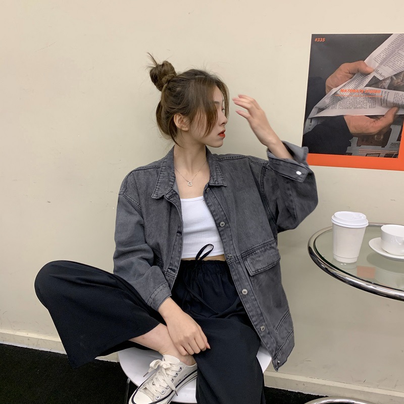 Loose And Versatile Student Retro Long-sleeved Denim Jacket