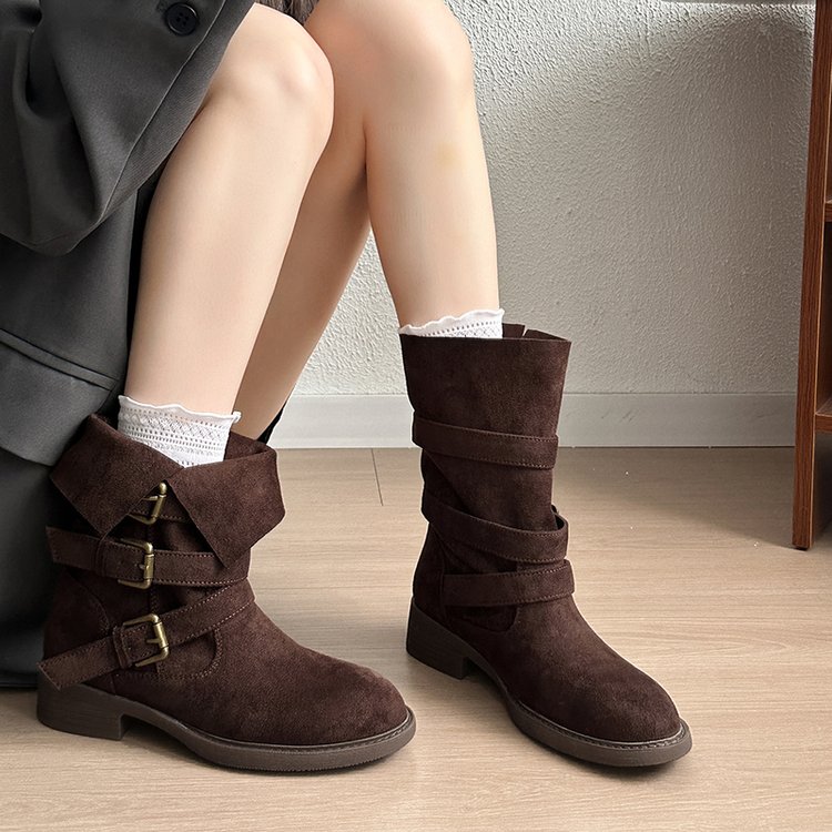 Thick Heel Mid-Calf Boots