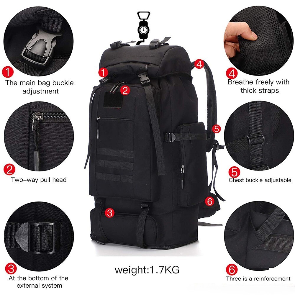 Lager Hiking Camping Backpack Extra Large Rucksack Mens Outdoor Luggage Bag100L — image 7
