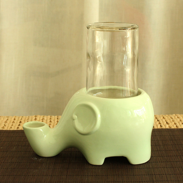Ceramic Elephant Drinking Fountain Cat Bowl