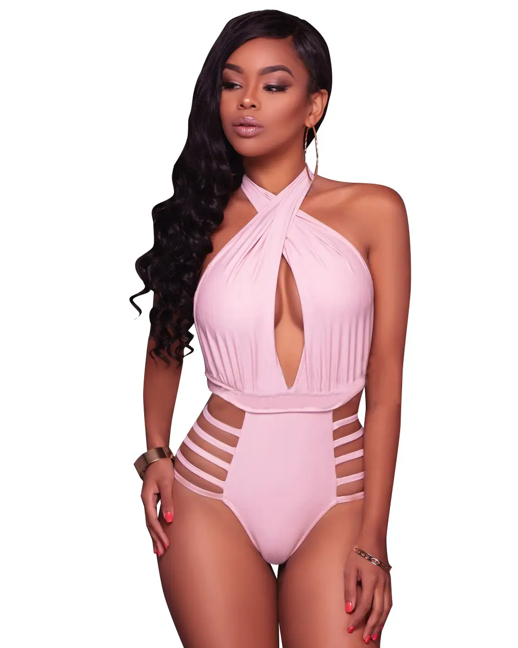 Halter Tie Cutout Back Triangle One-Piece Swimsuit