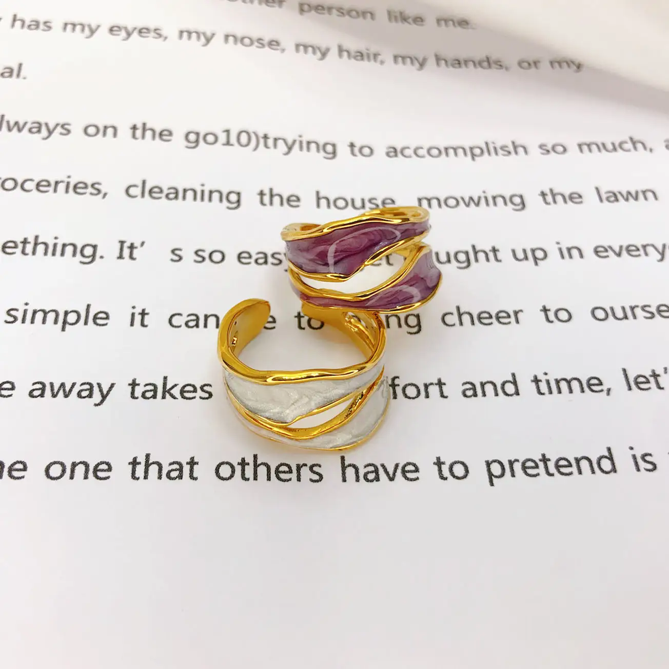 Ring Jurchen Gold Plating Ladies Fashion Temperament Enamel