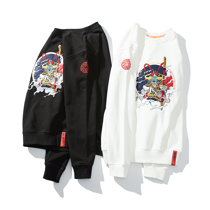 Round Neck Sweater Embroidered Pullover