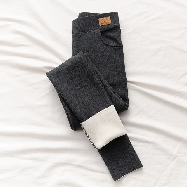 Women Leggings High Waist Pockets To Keep Warm Dark Grey - Shop at LoveMi