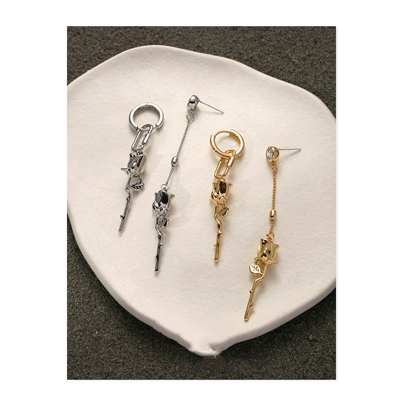 Asymmetrical Long Design Earrings