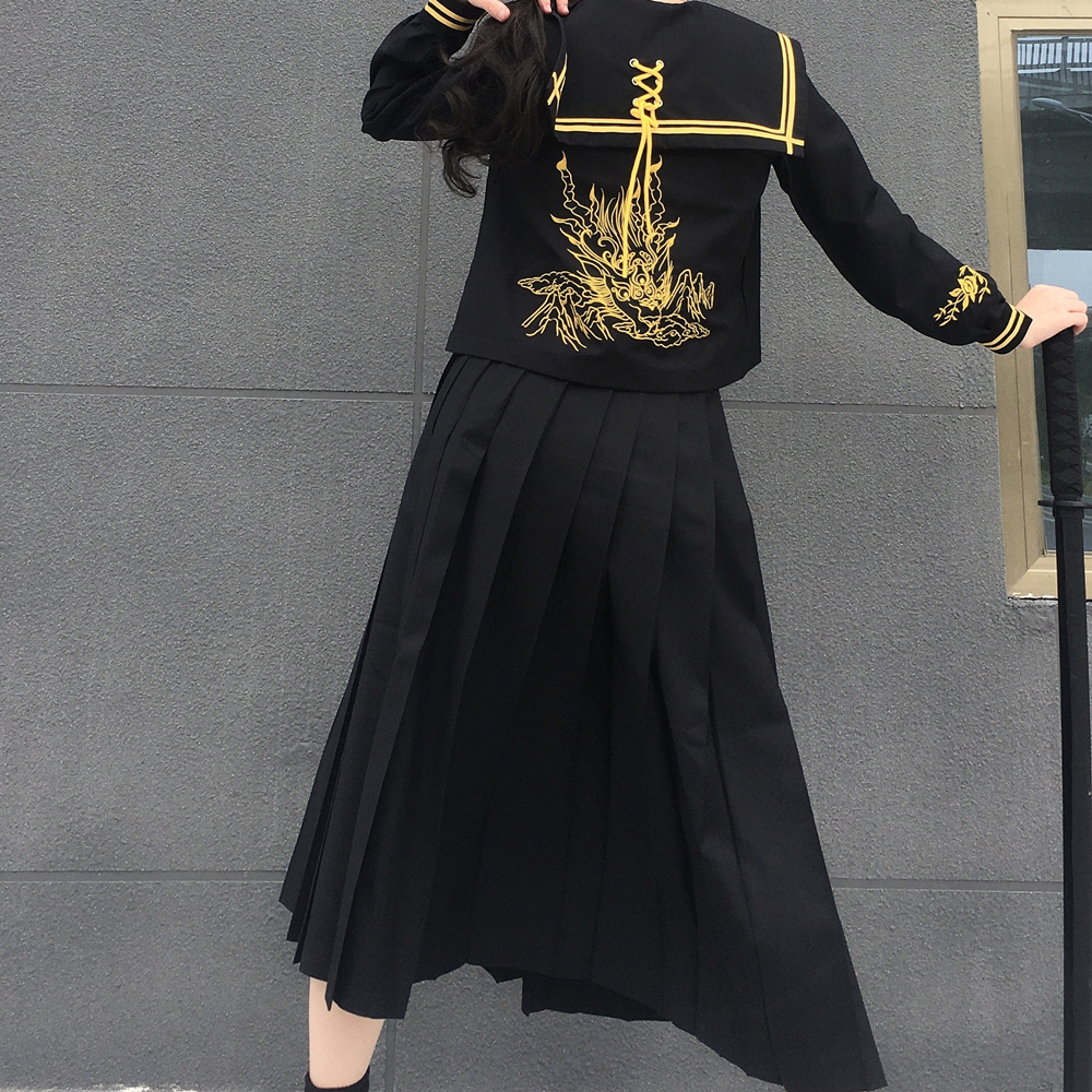 Jk Uniform Dark Suit Sailor Suit Heavy Industry Long Skirt