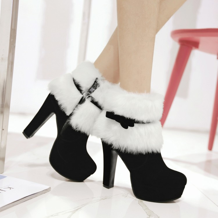 Title 3, Plush Winter Boots Christmas Shoes High Heel Pa...