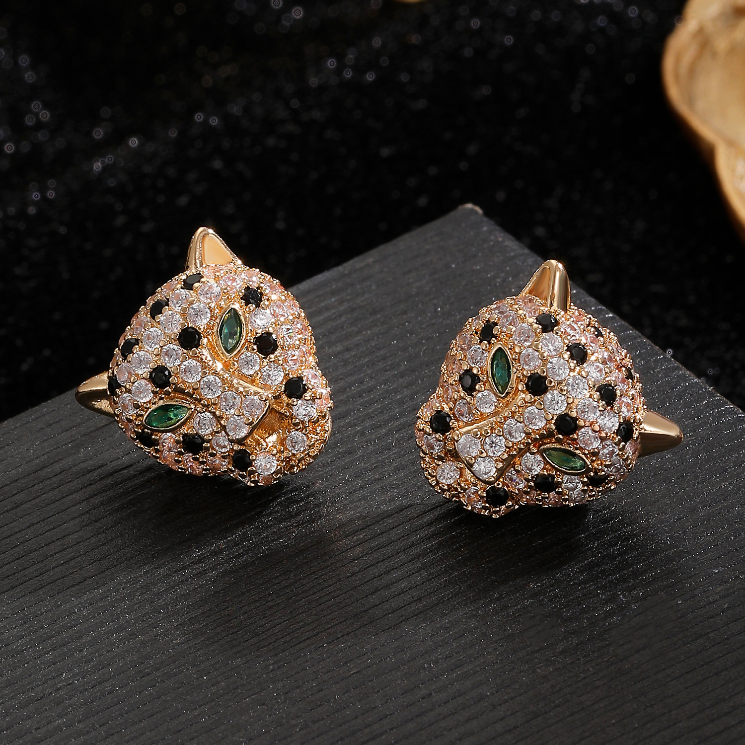 Hip Hop Leopard Head Pendant Earring Necklace Set