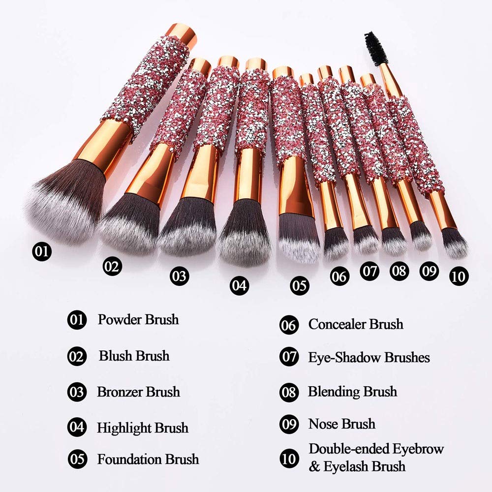10 IN 1 Diamond Inlaid Handmade Custom Makeup Brush 5