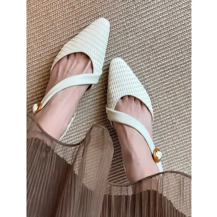 Women's New French Woven Mary Janes, Thick