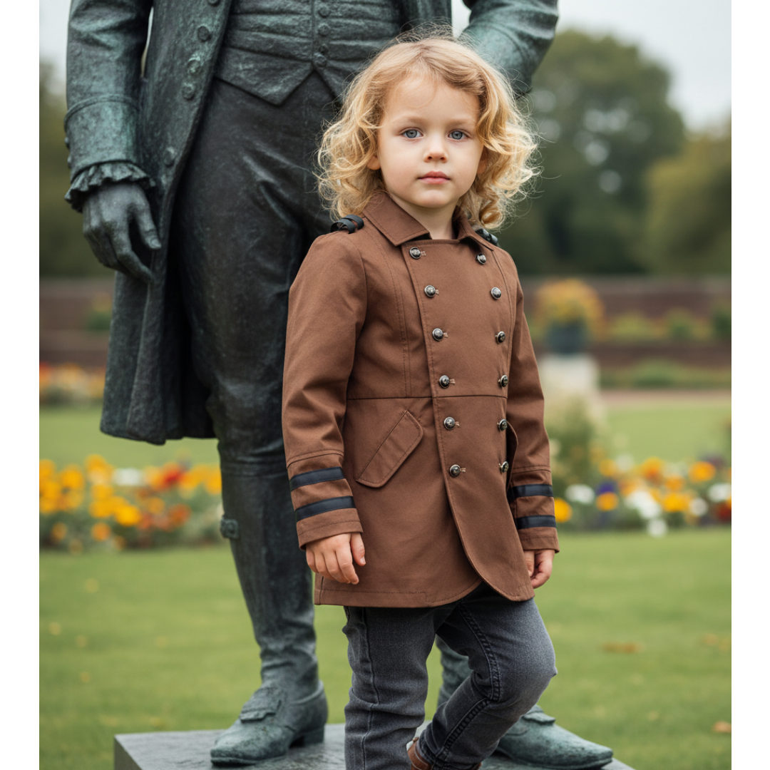 Boys Formal Uniform Trench Coat Kids Vintage Military Style Cotton Jacket 3-9Y — image 7