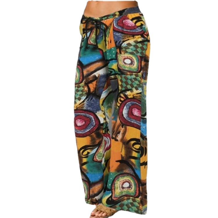 Title 2, Damen High Waist Wide Leg Hose Multicolor Druck...