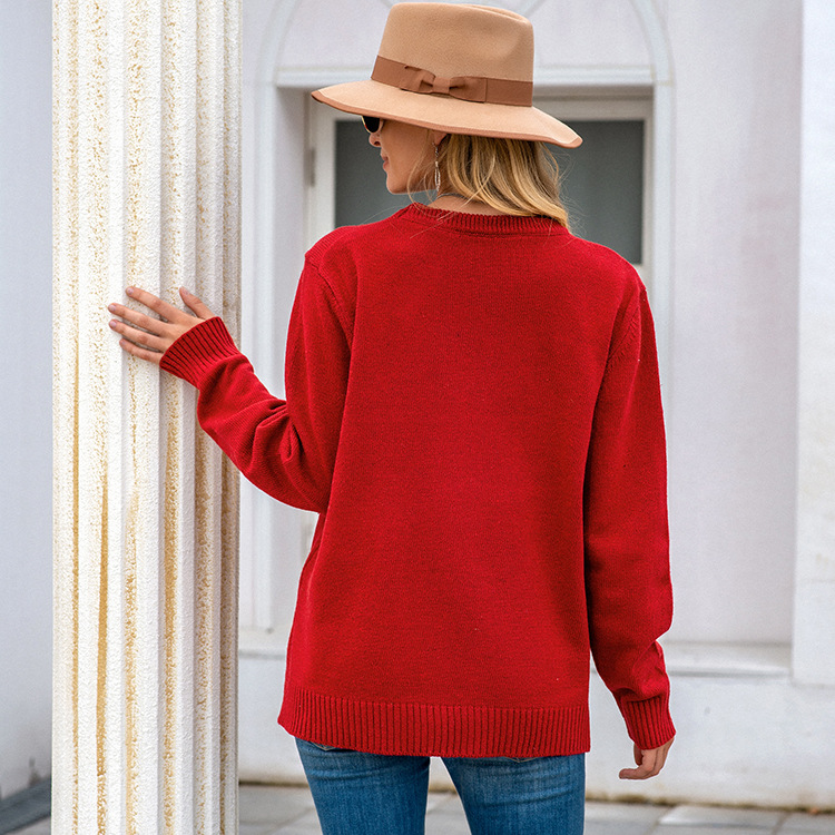 Autumn And Winter Women's Christmas Long Sleeved Pullover