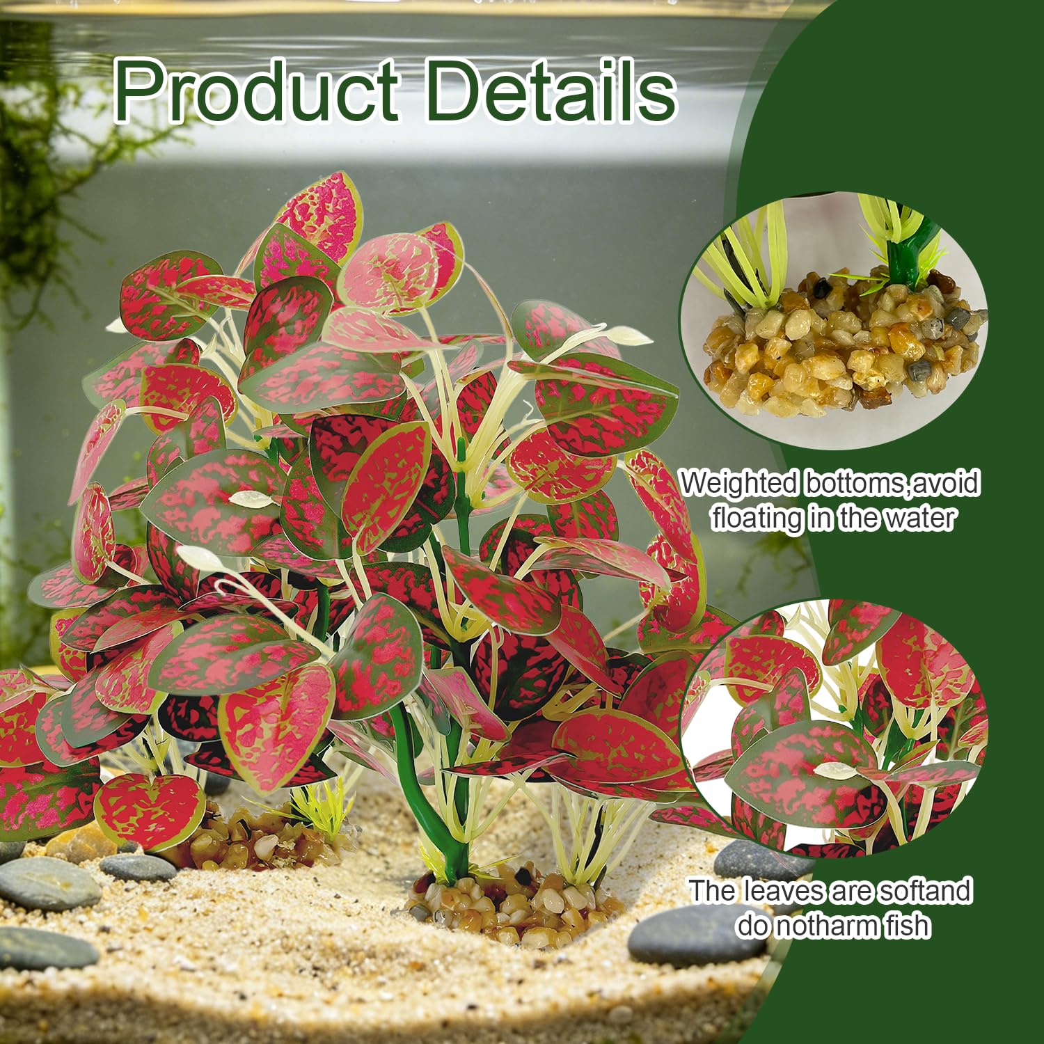 Silk Aquarium Plants 2-Pack, 8.6-inch Artificial Aquarium Silk Plants -  Simulated Fish Habitat Decor, Safe Silk Plants For Aquariums Fish Fishbowl — foto 6