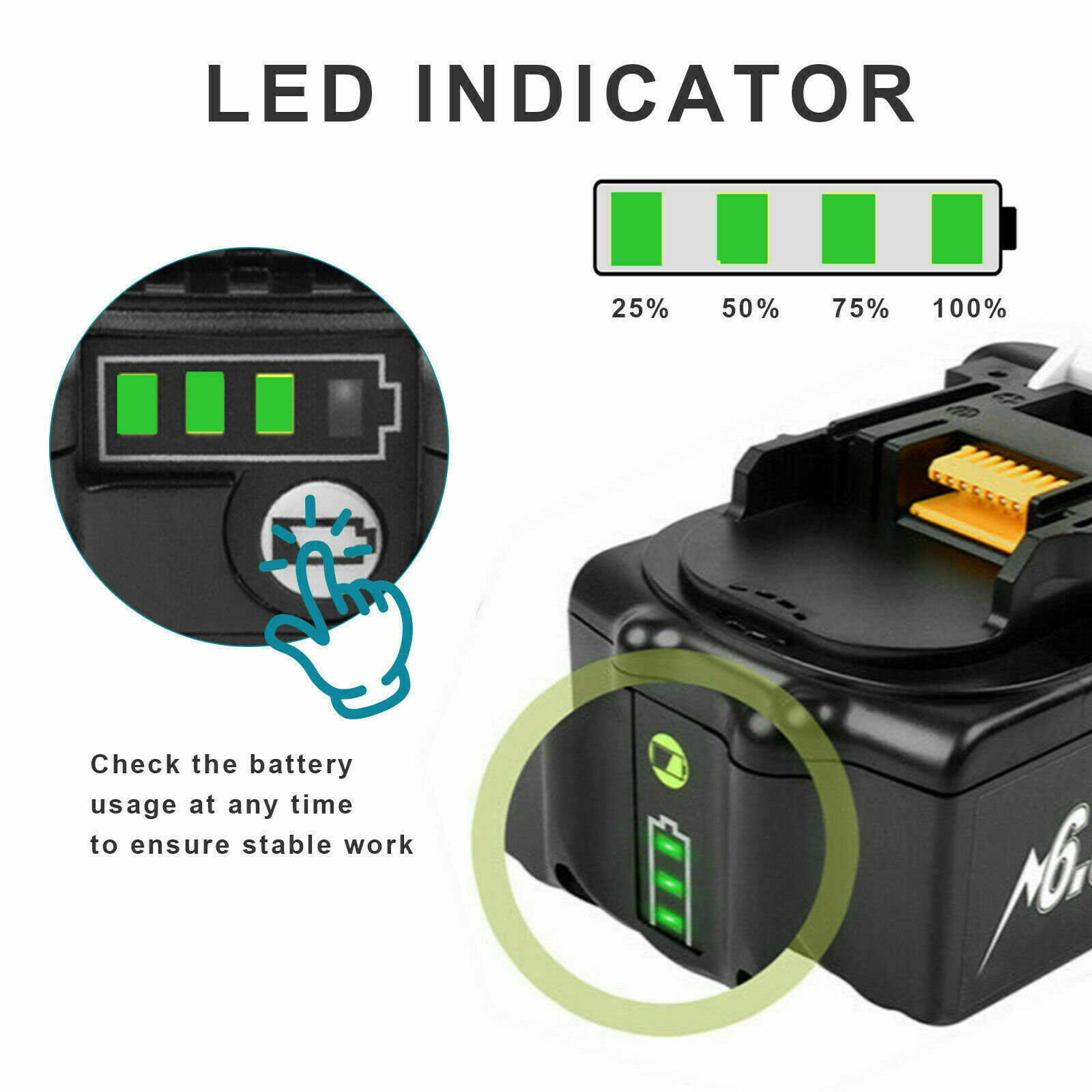 2Pack Battery For  18V 6.0AH Li-Ion BL1830 BL1850 BL1840 BL1860B LXT Tool