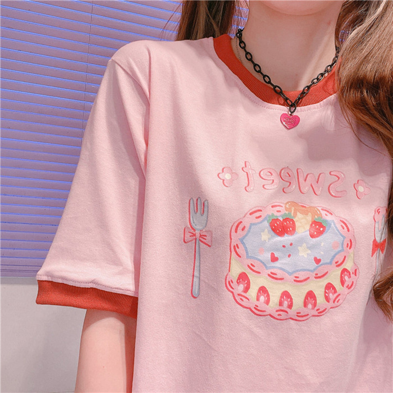 Title 4, Short-sleeved T-shirt, Cake Milkshake Printing,...