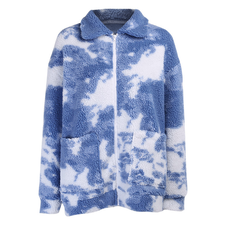 New Style Tie-dye Long-sleeved Lamb Cashmere For Autumn And Winter