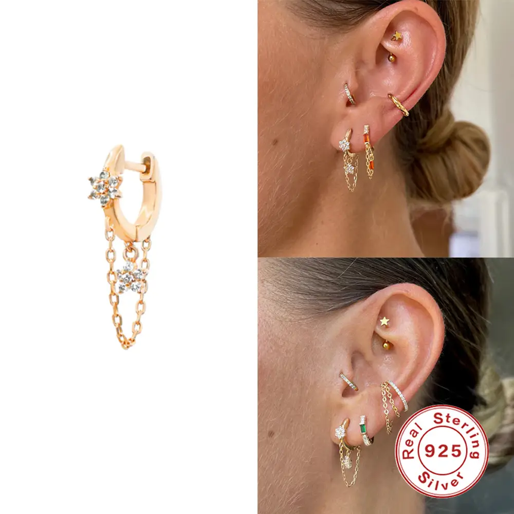 S925 Sterling Silver Heart-shaped Long Earrings For Women