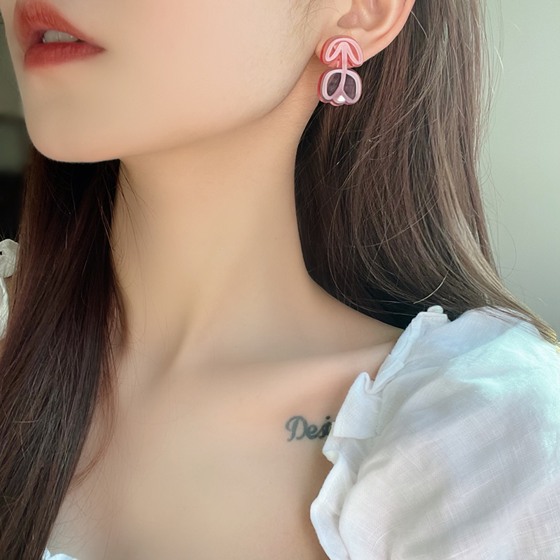 Acetate Flower Stud Earrings Hollow Earrings