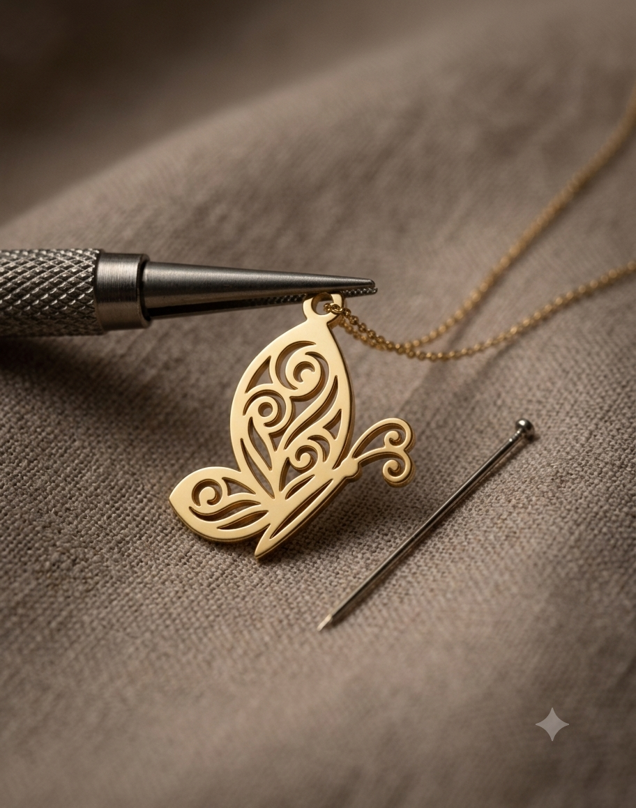 Custom Butterfly Name Necklace 24K Gold Plated Silver Pendant