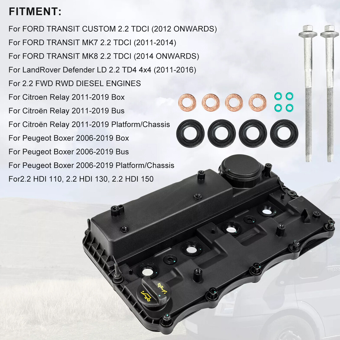 FOR FORD TRANSIT MK7 MK8 2.2 CUSTOM 2.2 TDCI ROCKER CAM COVER WITH SEALS 1858445 — image 5